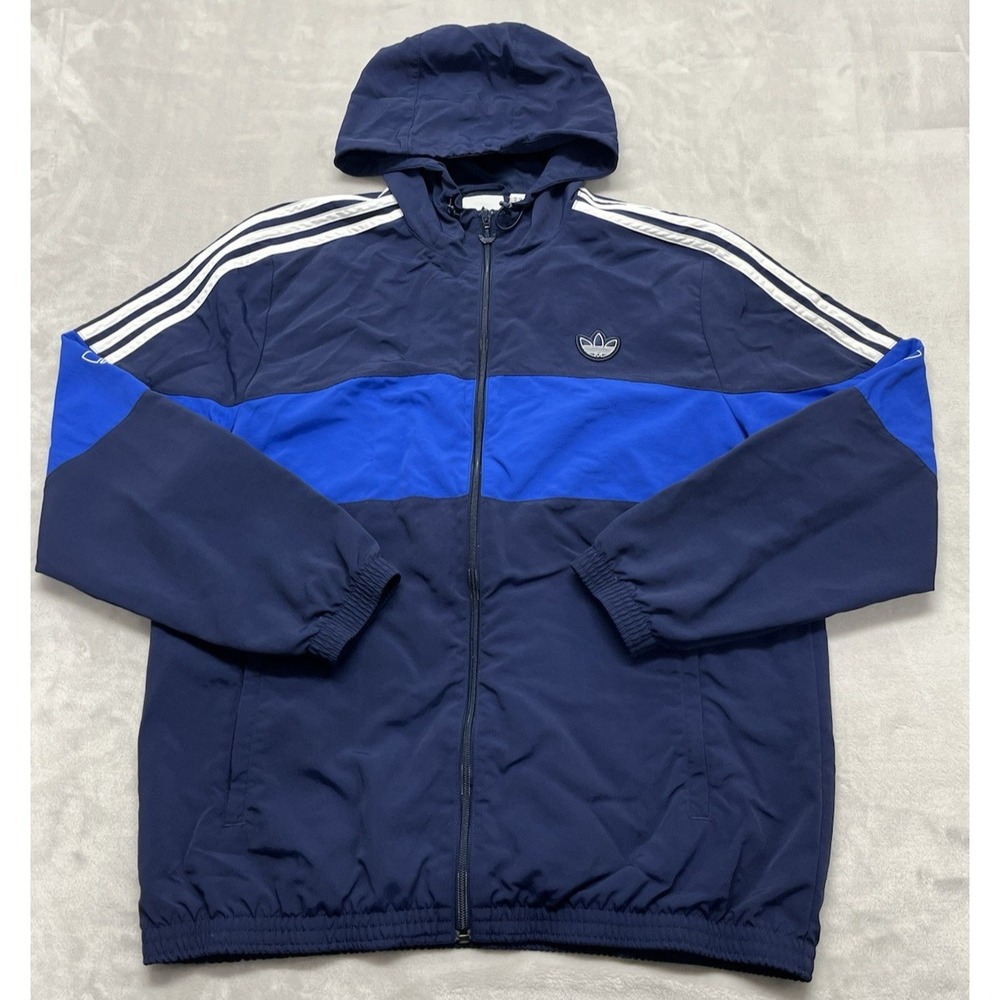 Adidas Bandrix Wb Jacket Men Medium Navy Trefoil Embroidered Mesh Lined Hooded
